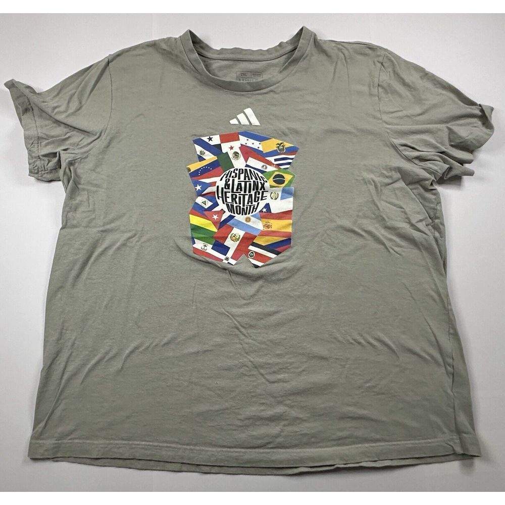 Hispanic‎ Heritage Flags Graphic Size 2XL Adidas Women Gray